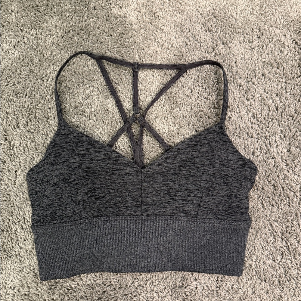 ALO Yoga Charcoal Strappy Sports Bra
